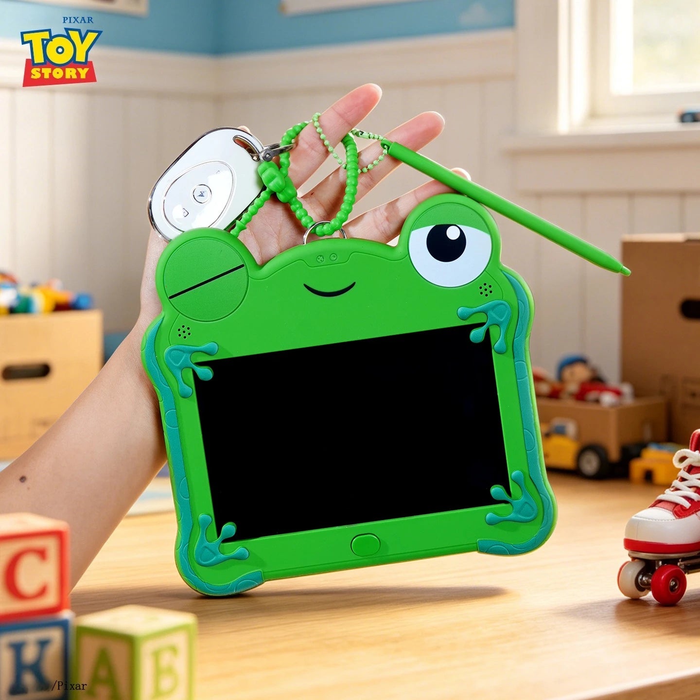 Toy Story 5 Frog Lilypad LCD Tablet Keychain Erasable Drawing Toy Boys Puzzle Drawing Erasable Handwritten Bag Pendant Toys Gift