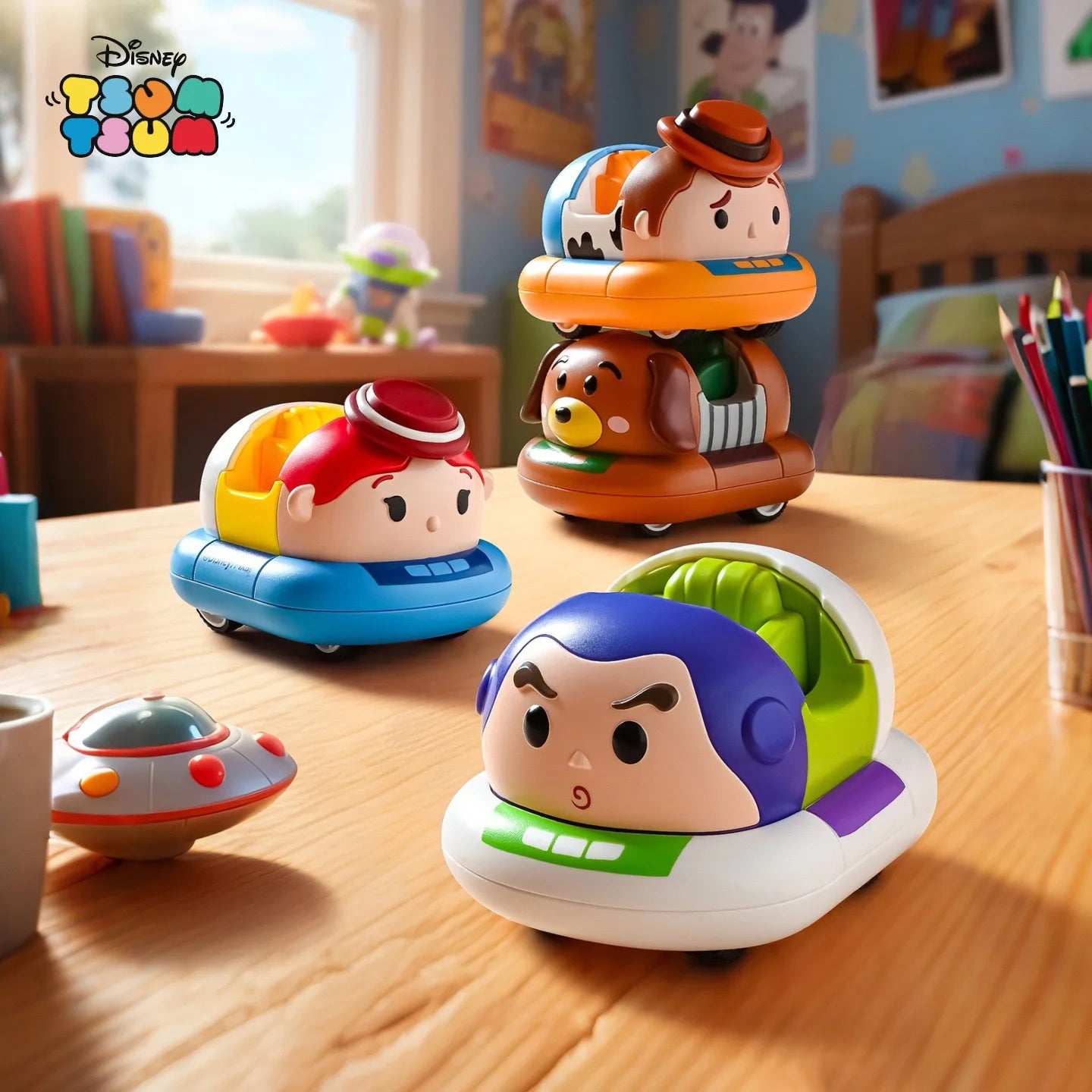 Toy Story Woody Buzz Lightyear Alien Collectible |  Tsum Tsum Double Power Funny Bumper Cars DIY Building Blocks