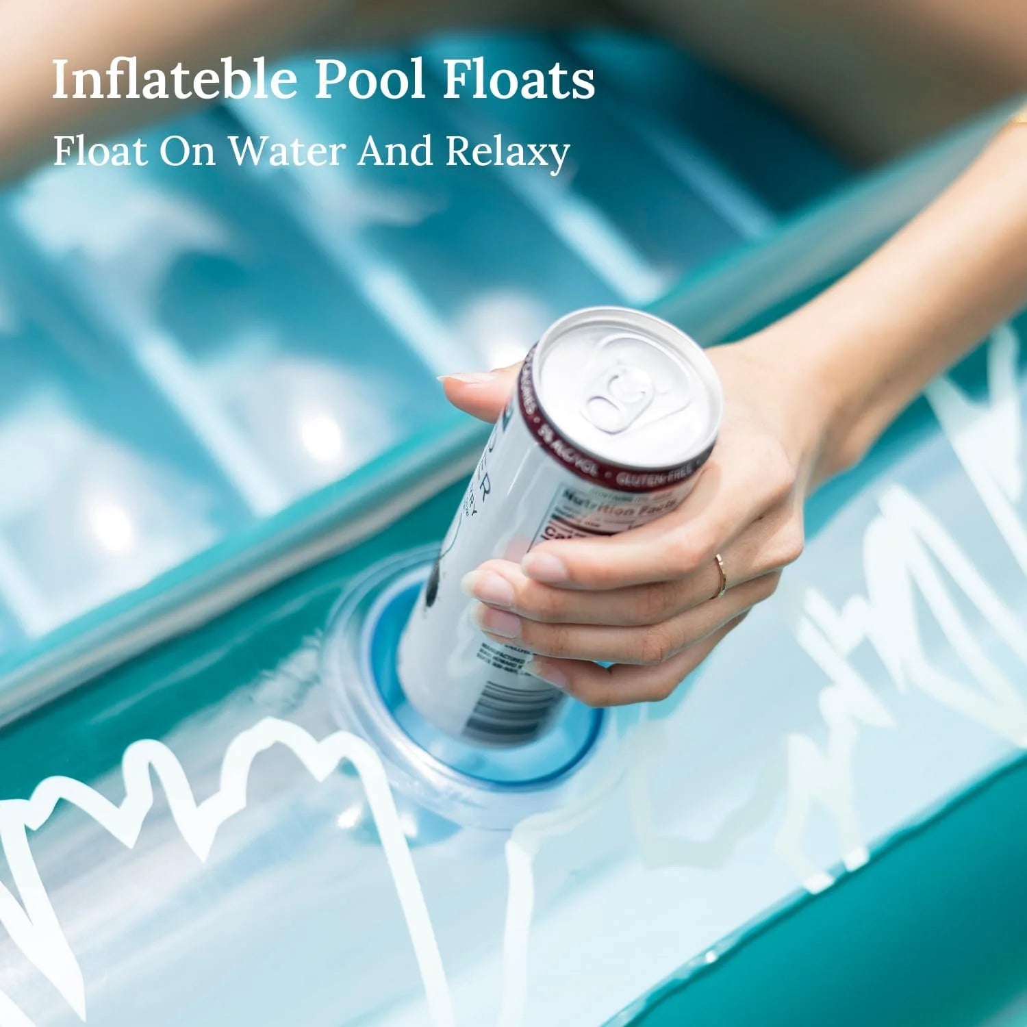73"X46" Inflatable Tanning Pool Lounger Float for Adults - Blow up Pool & Lake Floaties Sunbathing Tub Tanning Bed with Pillow and Drink Holders for Backyard, Beach, Summer Water Party, Xl-Cle