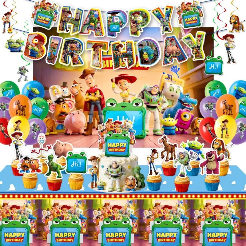 Toy Inspire Theme Birthday Party DIY Decoration Balloon Paper Cups Plates Gift Bag Backdrop Baby Shower Birthday Party Supplies