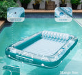 73"X46" Inflatable Tanning Pool Lounger Float for Adults - Blow up Pool & Lake Floaties Sunbathing Tub Tanning Bed with Pillow and Drink Holders for Backyard, Beach, Summer Water Party, Xl-Cle