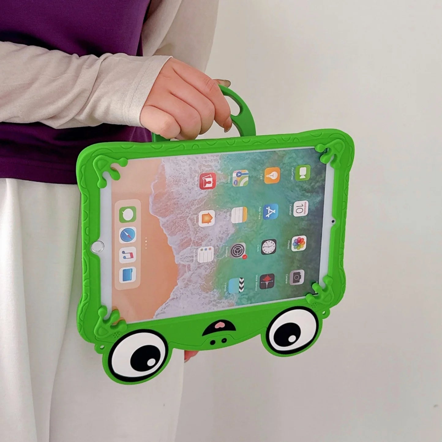 Cartoon Big Eyes Frog Tablet Case for Ipad 7 8 9 10Th 11Th 12Th Generation 10.2 10.9 Air Pro 11 A16 Mini 4 5 6 Kickstand Cover