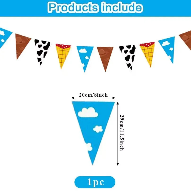 Blue Sky White Clouds Cows Banner Party Decorations Story Inspired String Flags Hanging Decorations for Birthday Baby Shower