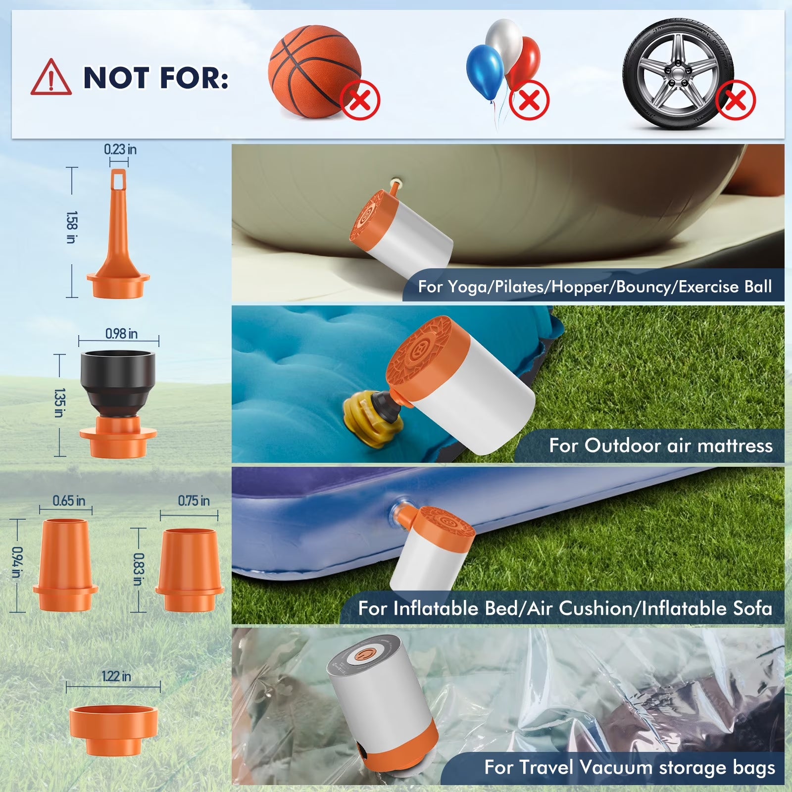Electric Battery Air Pump for Inflatables, Mini Portable Pump for Air Mattress Airbed, Inflate Deflate for Paddling Pool Floats, Blow up Toys Vacuum Bags