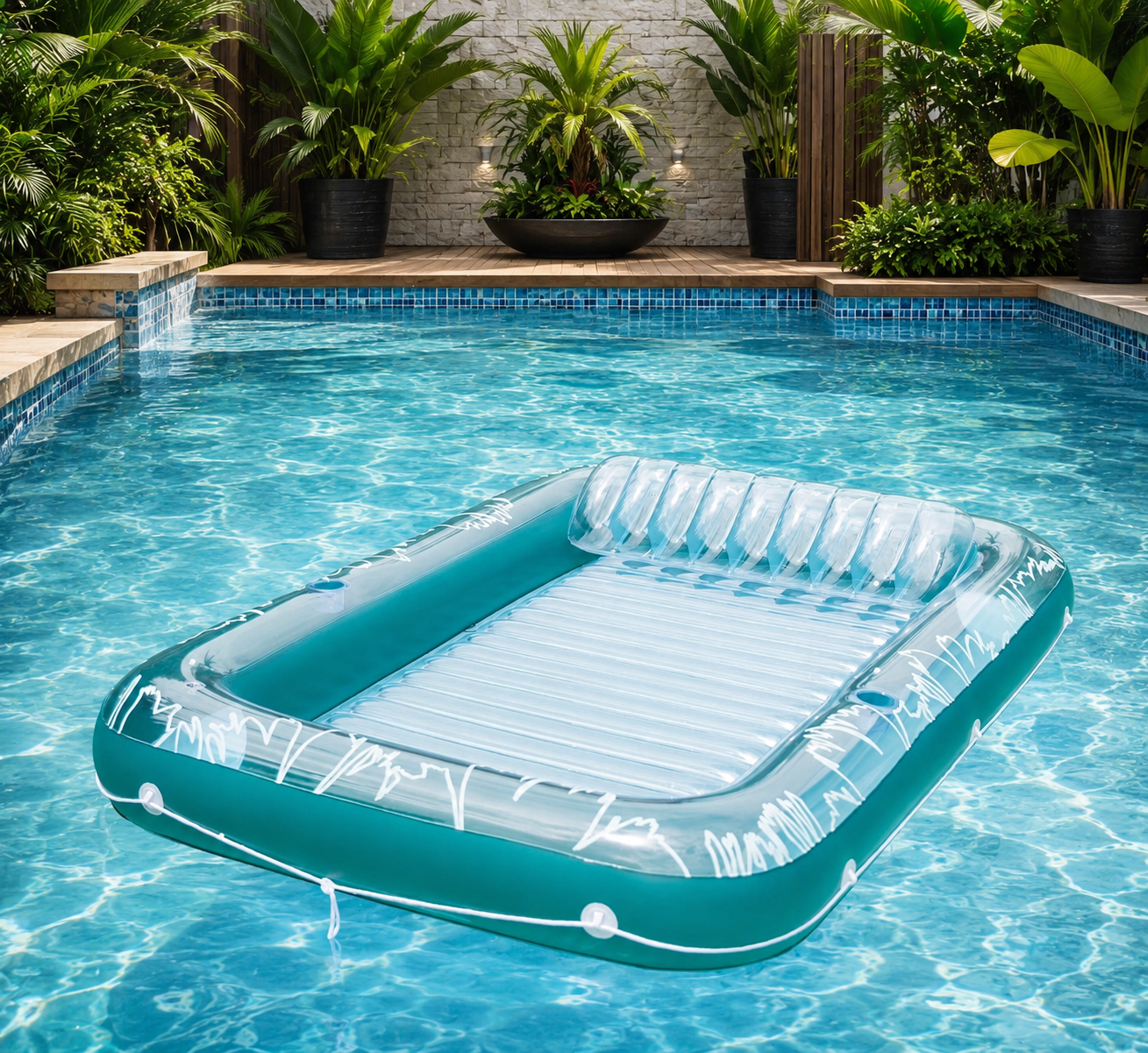 XL Tanning Pool for 2 - Viral Inflatable Lounger with Pillow + Cup Holders