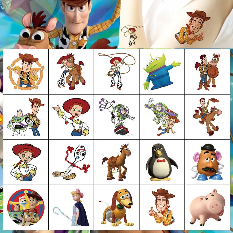 New 20Pcs Toy Story Temporary Body Art Stickers Cute Cartoon Cosplay Party Toys for Kids Birthday Gifts