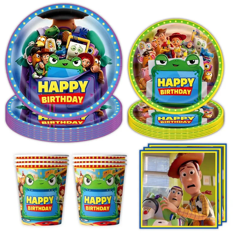 Toy Inspire Theme Birthday Party DIY Decoration Balloon Paper Cups Plates Gift Bag Backdrop Baby Shower Birthday Party Supplies