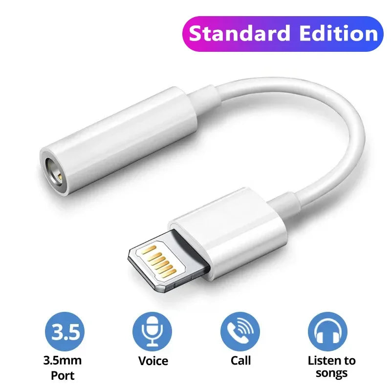 Original Headphone Adaptador for Iphone 14 13 12 11 Pro Aux Audio Splitter Lighting to 3.5Mm Adapter Earphone Jack Cable