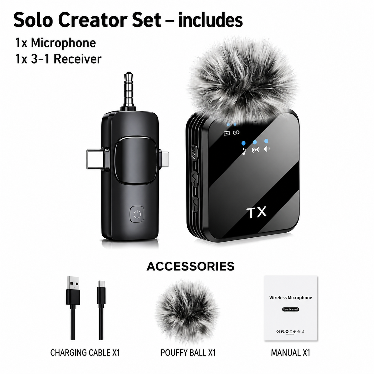 Content Creator Wireless Lavalier Microphone Set