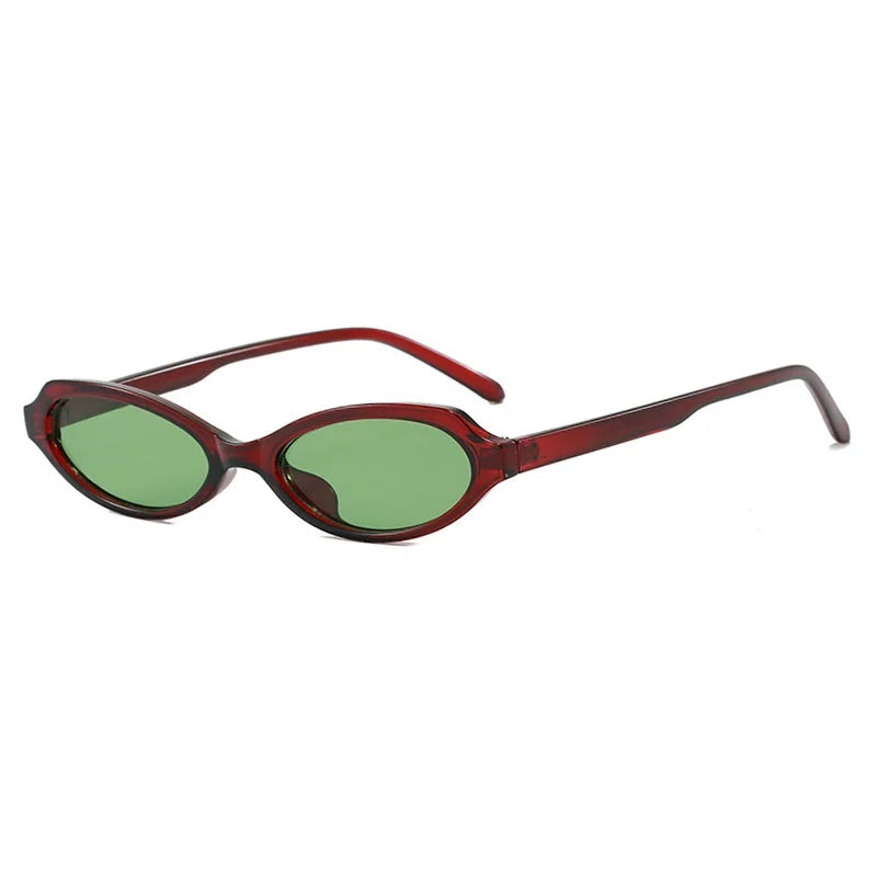 New Small Cat Eye Woman Sunglasses UV400 Fashion Green Oval Lens Men Punk Sun Glasses Women Gafas De Sol Mujer