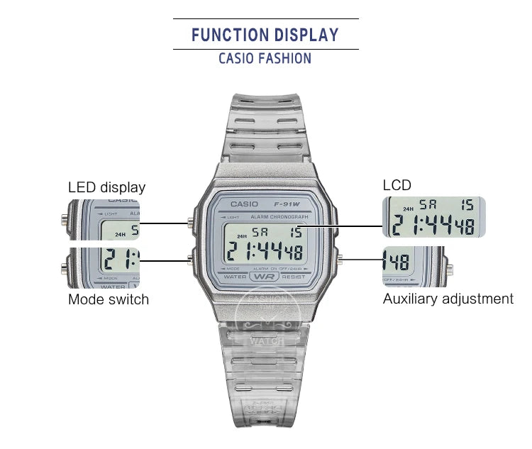 Casio's 1989 classic F-91WS Transparent Digital Watch