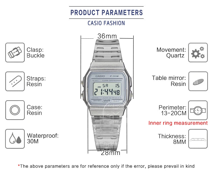 Casio's 1989 classic F-91WS Transparent Digital Watch
