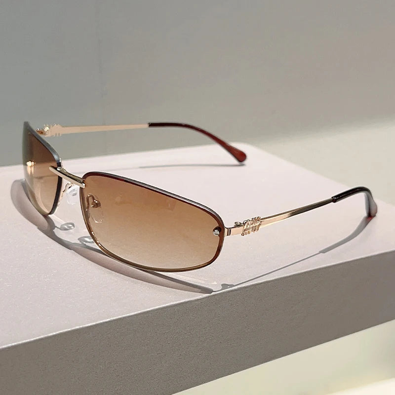Rimless Sunglasses Women 2025 New in Stylish Outdoor Decor Shades Women Trendy Luxury Brand Designer Mirror Sun Glasses