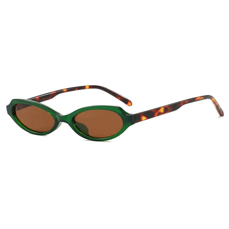 New Small Cat Eye Woman Sunglasses UV400 Fashion Green Oval Lens Men Punk Sun Glasses Women Gafas De Sol Mujer