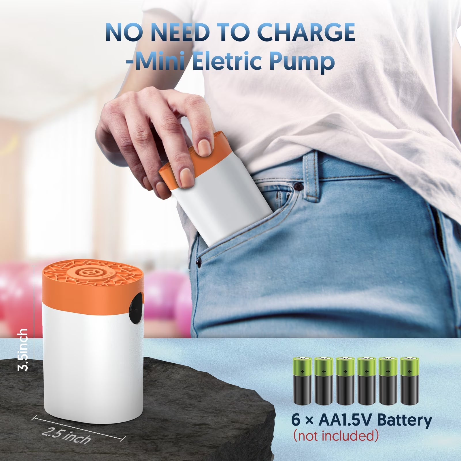 Electric Battery Air Pump for Inflatables, Mini Portable Pump for Air Mattress Airbed, Inflate Deflate for Paddling Pool Floats, Blow up Toys Vacuum Bags