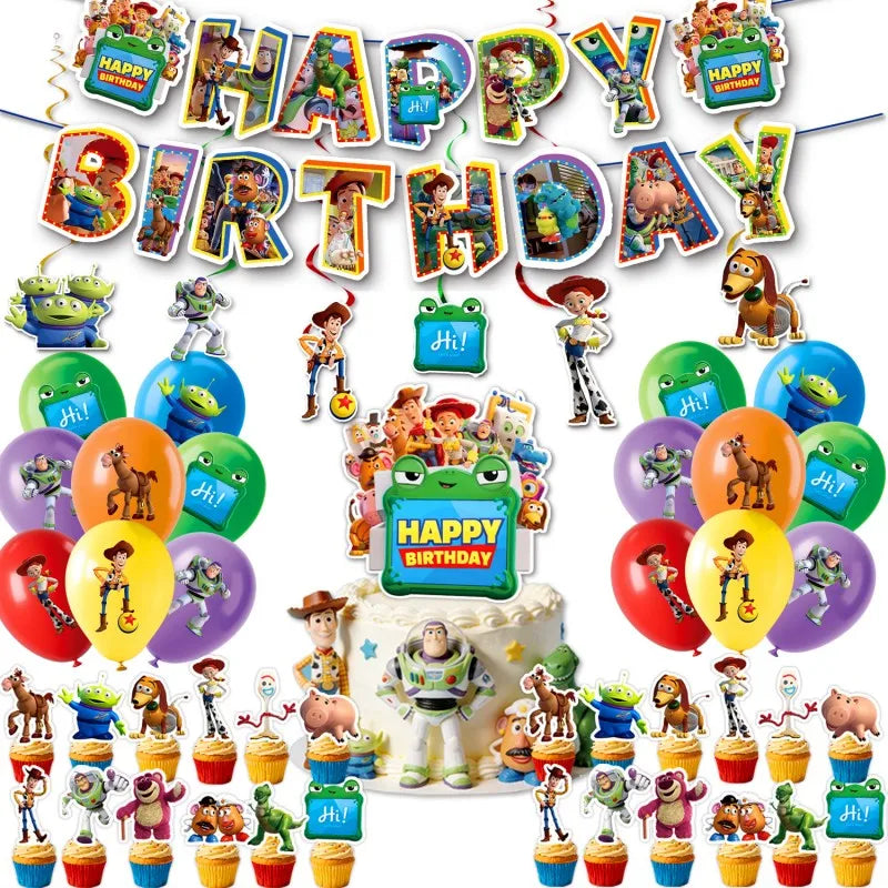 Toy Inspire Theme Birthday Party DIY Decoration Balloon Paper Cups Plates Gift Bag Backdrop Baby Shower Birthday Party Supplies