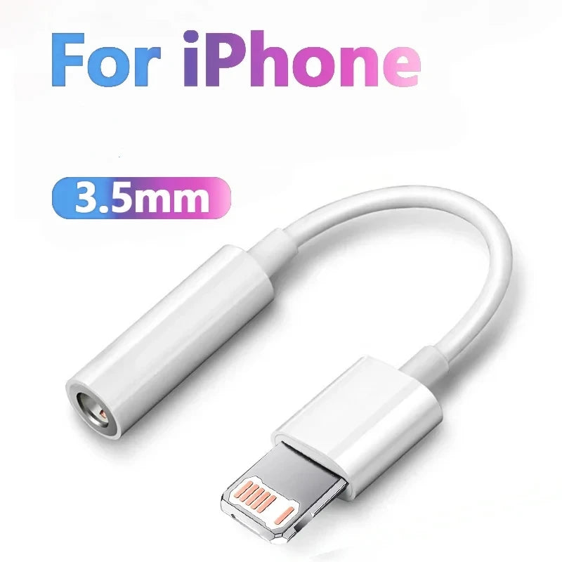 Original Headphone Adaptador for Iphone 14 13 12 11 Pro Aux Audio Splitter Lighting to 3.5Mm Adapter Earphone Jack Cable